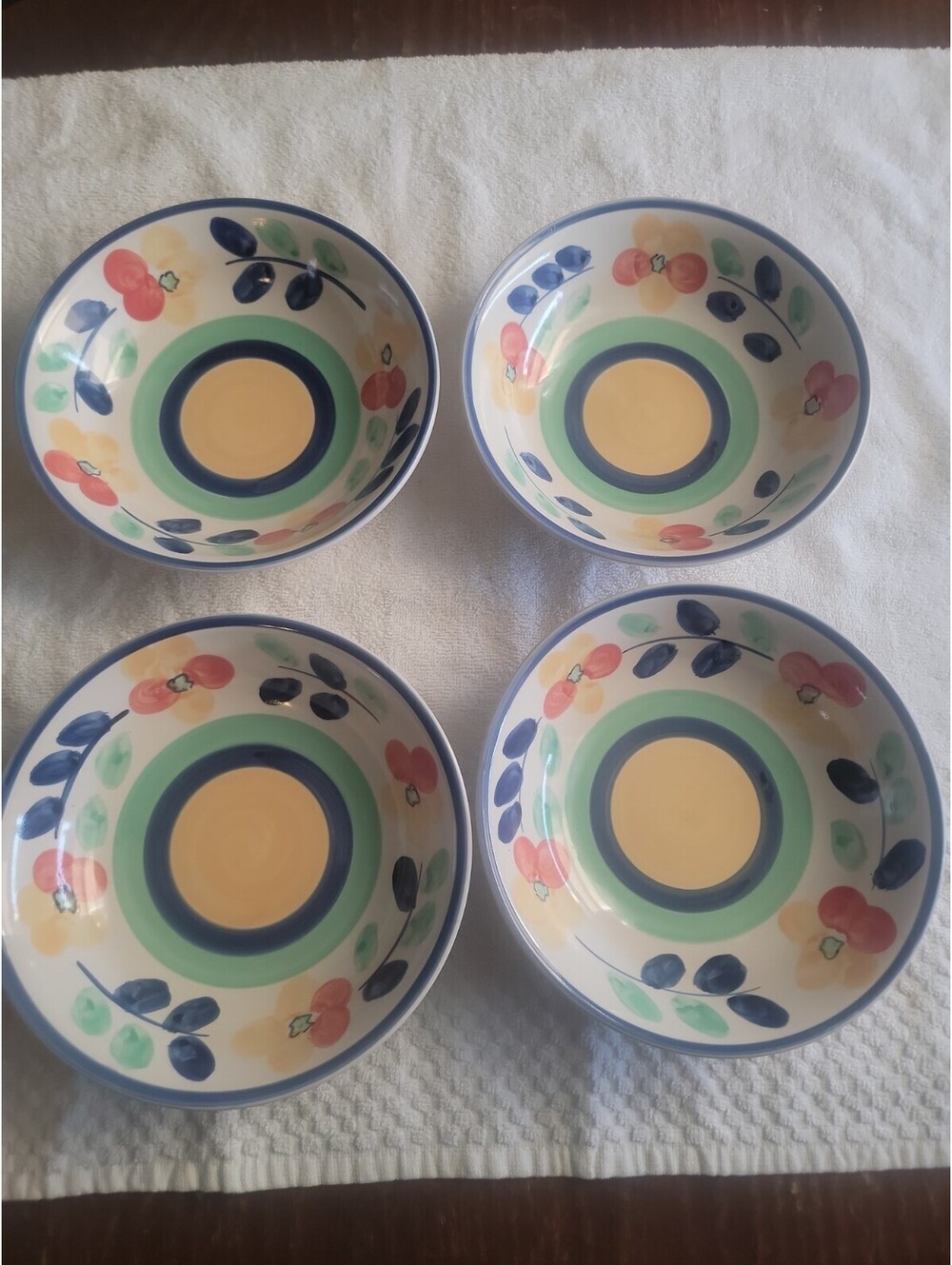 Vtg Allied Design Wide Rim Soup/Salad Bowls 8" Set of 4